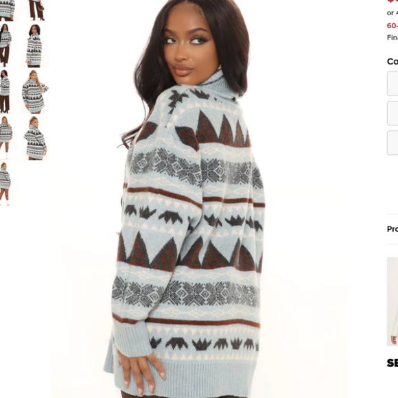 Cabin Stay Pullover Sweater - Teal/combo - Picture 6 of 10